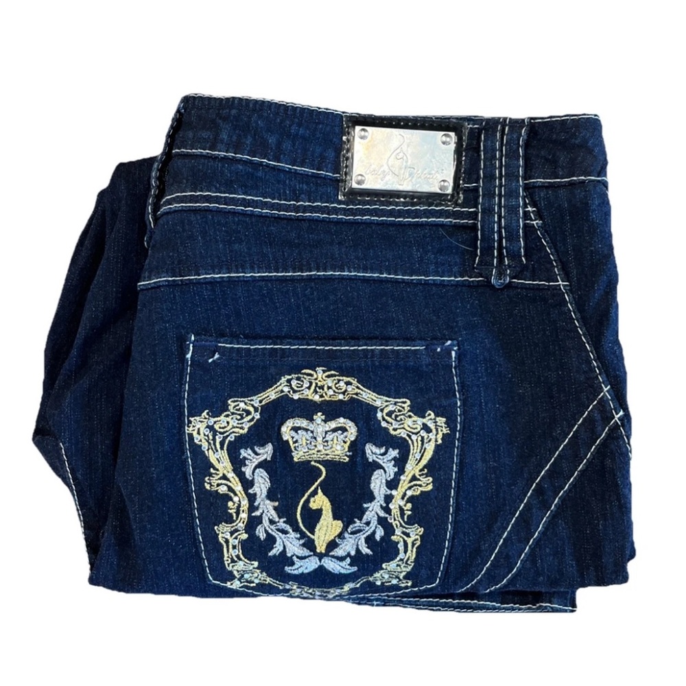 Baby Phat Dark Blue Embroidered Flare Jeans